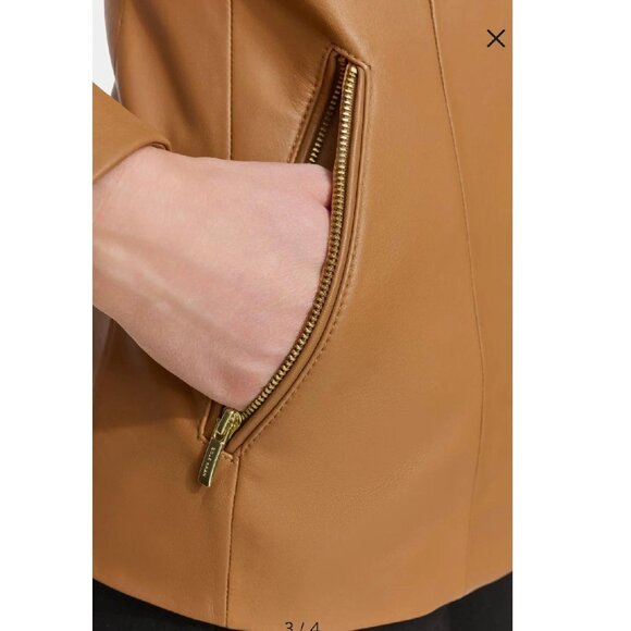 New Cole Haan Women's Collarless Leather Jacket Size Small - Picture 3 of 4